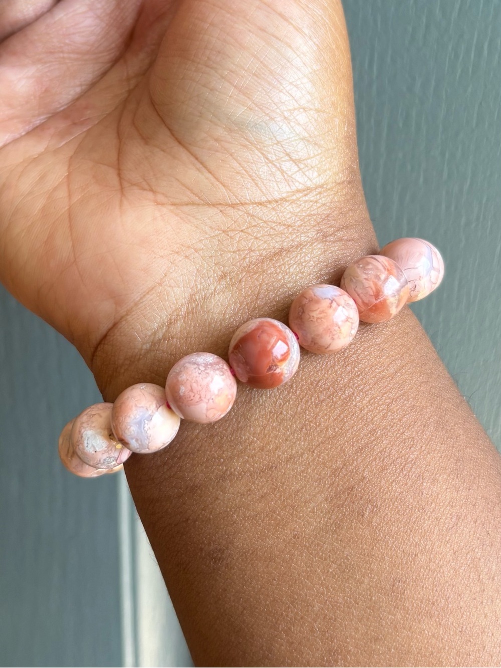 Cotton Candy Agate Crystal Bracelet 12.5mm - Picture 4 of 11